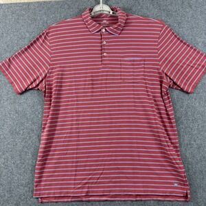 Peter Millar Short Sleeve Polo Men's L Brick Red‎ Stripe